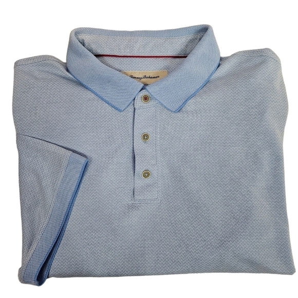 Tommy Bahama‎ Blue & White Chevron Short Sleeve Polo Shirt Size XXL Men's - Picture 1 of 12